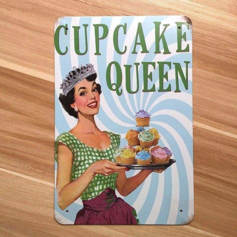 Cupcake Queen Vintage Metal Sign - Wall Art
