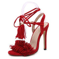 Fashion High Heels Sandals - Red Tassel / 5 - Sandals