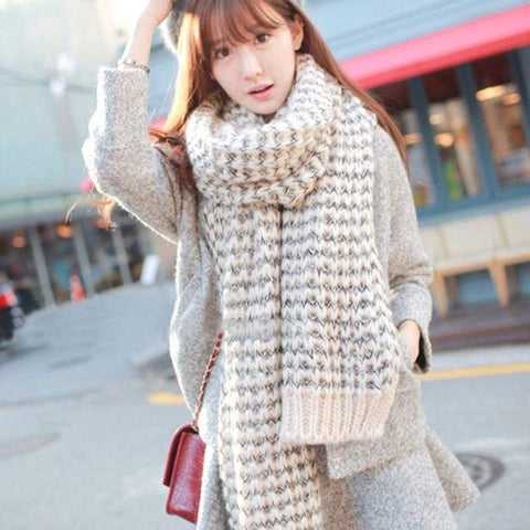 Fluffy Knitted Cashmere Scarf - Scarf