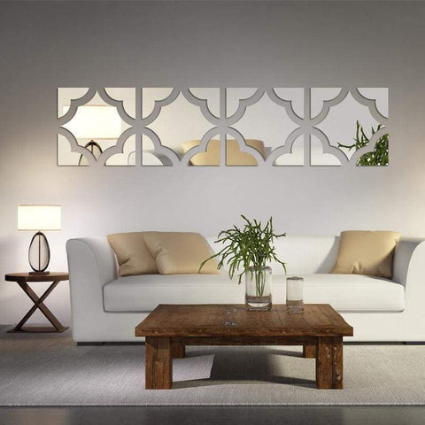 Geometric Mirrored Acrylic Wall Sticker Decor - Wall Art