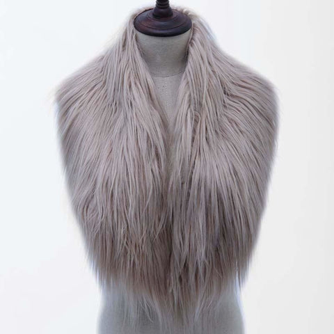 High Quality Faux Fur Shawl - Light Khaki / One Size - Shawls