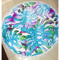 Large 60in Round Beach Towel With Tassels - 21 - Beach Towel