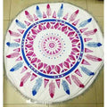 Large 60in Round Beach Towel With Tassels - 4 - Beach Towel