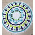 Large 60in Round Beach Towel With Tassels - 8 - Beach Towel