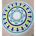 Large 60in Round Beach Towel With Tassels - Beach Towel