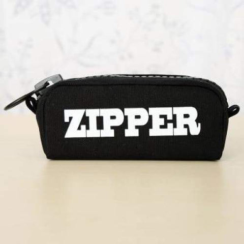 Large Zipper Pencil Case - Black - pencil case