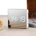 LED Alarm Clock Digital Electronic LED Mirror Clock Multifunction Temperature Snooze Large Display Home Decor