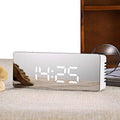 LED Alarm Clock Digital Electronic LED Mirror Clock Multifunction Temperature Snooze Large Display Home Decor - RECTANGLE