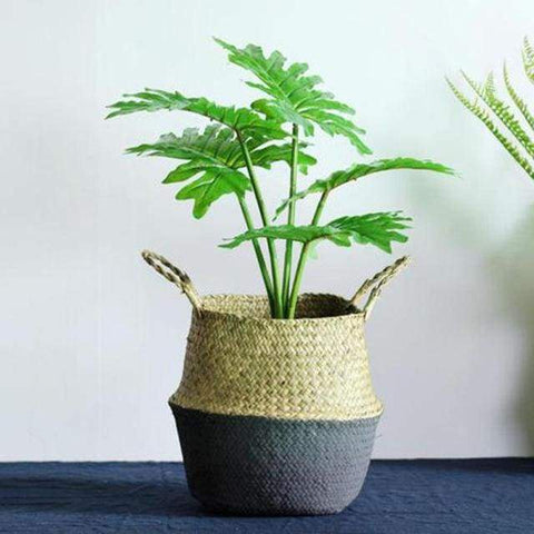 New Bamboo Storage Baskets Foldable Laundry Straw Patchwork Wicker Rattan Seagrass Belly Garden Flower Pot Planter Basket|Flower Pots & 
