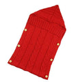 Newborn Infant Knitted Crochet Hooded Sleeping Bag - Red - Sleepsacks