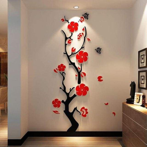 Plum flower 3d Acrylic DIY wall decor - 1 / M 36cm 120cm - Wall Stickers