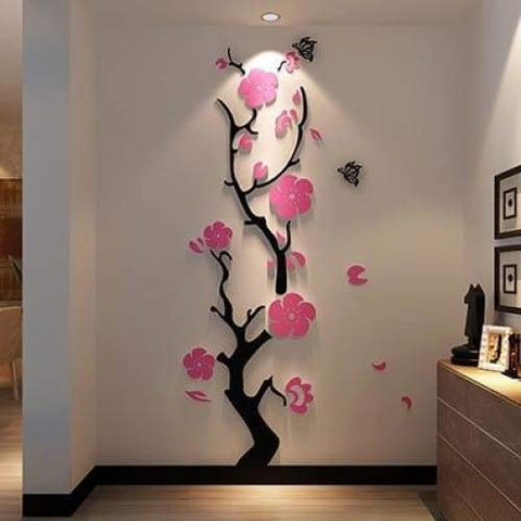 Plum flower 3d Acrylic DIY wall decor - 2 / M 36cm 120cm - Wall Stickers