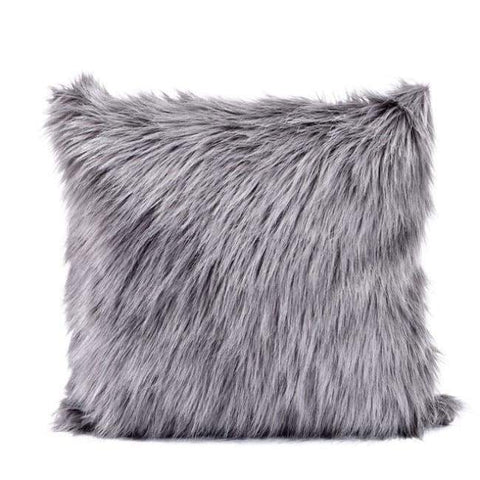 Rabbit Fur Throw Pillow Case - Grey Cover Only / 35X35Cm - Pillow Case