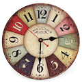 Round Colorful Vintage Rustic Decorative Antique Wooden Home Wall Clock