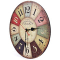 Round Colorful Vintage Rustic Decorative Antique Wooden Home Wall Clock