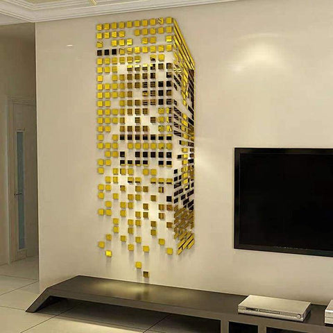 Rubik Cube Acrylic Mirror Wall Stickers Bedroom TV Wall 3d Wall Stickers Mosaic Background Stickers DIY Art Wall Decor|mirror wall 