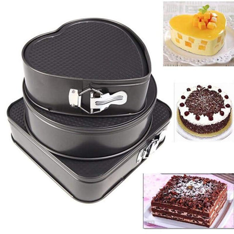Set Of Three Springform Cake Mould Baking Pans - Kitchen Gadgets