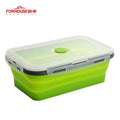 Silicone Lunch Box Food Storage Container Bento BPA Free Microwavable Portable - green lunch box / a set(4pcs)