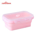 Silicone Lunch Box Food Storage Container Bento BPA Free Microwavable Portable - pink lunch box / a set(4pcs)