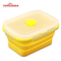 Silicone Lunch Box Food Storage Container Bento BPA Free Microwavable Portable - yellow lunch box / a set(4pcs)