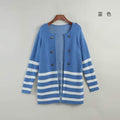 Striped Mid-Length Cardigan - Blue / M - Cardigan