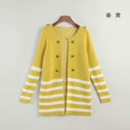 Striped Mid-Length Cardigan - Yellow / L - Cardigan