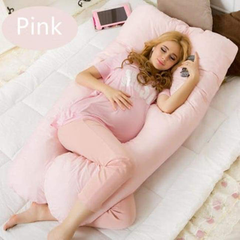U Shape Body Pillow 130*70Cm - Pink - Bedding Pillows