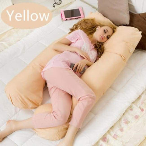 U Shape Body Pillow 130*70CM - yellow - Bedding Pillows