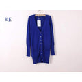 V-neck Shell Button Cardigan - blue / One Size - Cardigan