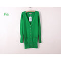 V-neck Shell Button Cardigan - green / One Size - Cardigan