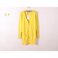 V-neck Shell Button Cardigan - light yellow / One Size - Cardigan
