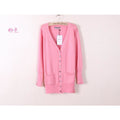 V-neck Shell Button Cardigan - pink / One Size - Cardigan
