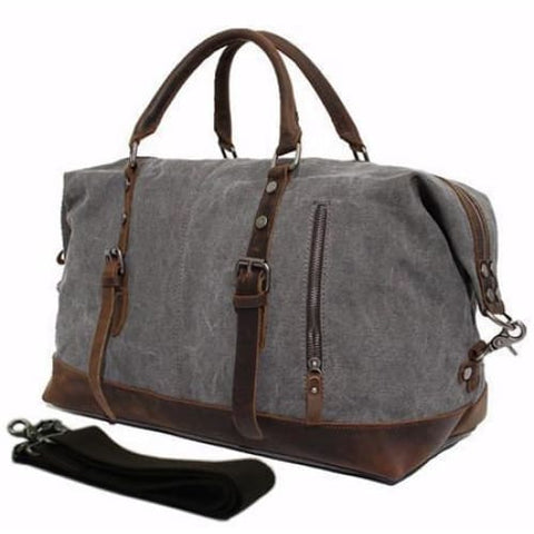 Vintage Military Leather Canvas Duffle Bag - Travel Accessories