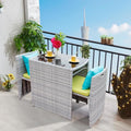 Wicker Chair Three-Piece Tea Table Patio Outdoor Furniture - Square off-white