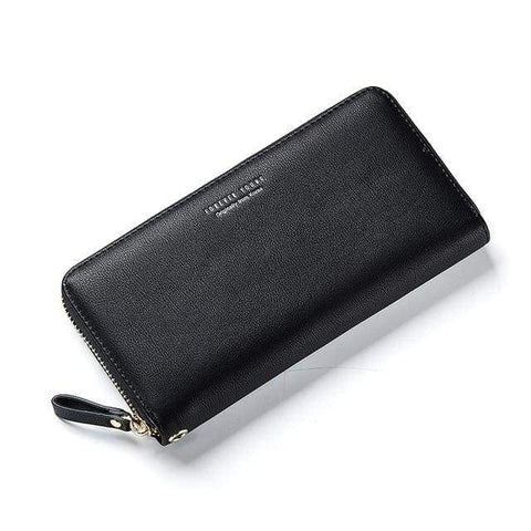 Women’s Long Clutch Style Wallet Wristlet - Black - Wallets