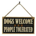 Wooden Door DOGS WELCOME Sign Board - A - Plaques & Signs