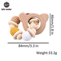 Wooden Teether Hedgehog Crochet Beads Wood Bead Baby Teether - Bear