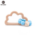 Wooden Teether Hedgehog Crochet Beads Wood Bead Baby Teether - Blue Cloud