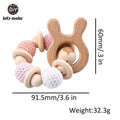 Wooden Teether Hedgehog Crochet Beads Wood Bead Baby Teether - Bunny