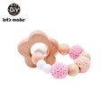 Wooden Teether Hedgehog Crochet Beads Wood Bead Baby Teether - Flower