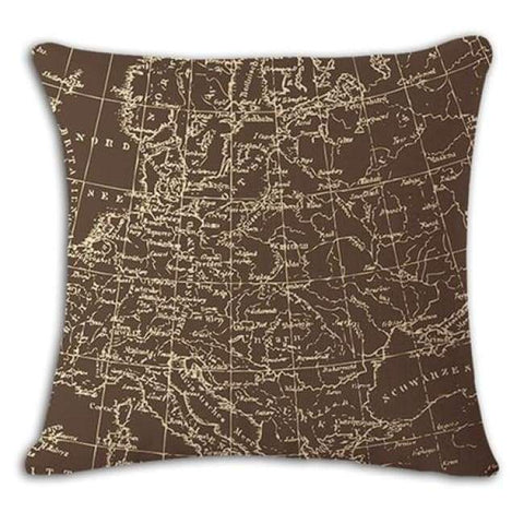 Worldmap Pattern Cotton Linen Pillow Covers - 1 - Pillowcase
