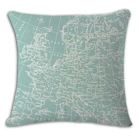 Worldmap Pattern Cotton Linen Pillow Covers - 2 - Pillowcase