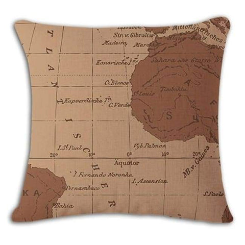 Worldmap Pattern Cotton Linen Pillow Covers - 4 - Pillowcase