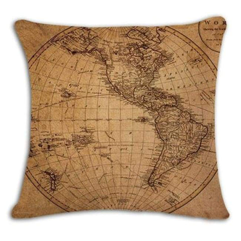 Worldmap Pattern Cotton Linen Pillow Covers - 7 - Pillowcase