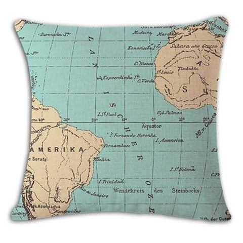 Worldmap Pattern Cotton Linen Pillow Covers - 8 - Pillowcase