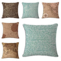 Worldmap Pattern Cotton Linen Pillow Covers - Pillowcase